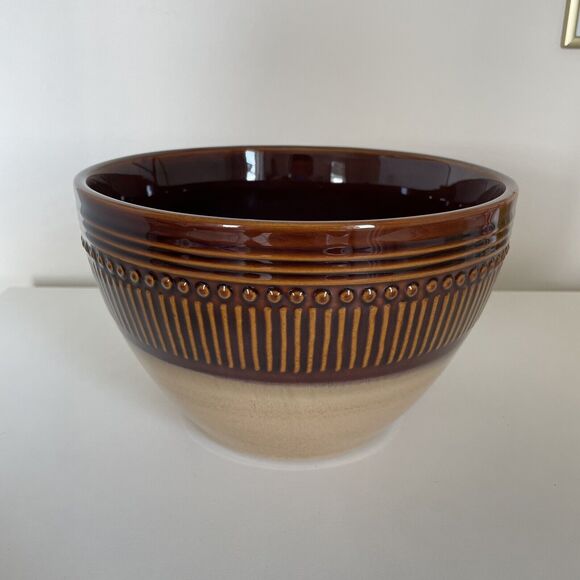Table Tops Gallery Matrix Hand Crafted Hand Painted Bowl Brown 8.25” - Picture 4 of 6